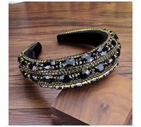 Corona Boho Gorgeous Full Diamante imbottito barocco barocco fasce di lusso di cristallo for capelli for donne strass tiara bling accessori for capelli Corona Compleanno(Gold black)