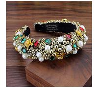 Corona Boho Gorgeous Full Diamante imbottito barocco barocco fasce di lusso di cristallo for capelli for donne strass tiara bling accessori for capelli Corona Compleanno(Beaded green)