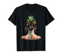 Corona Botanica di Aloe su Capelli Intrecciati Vista Maglietta