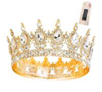 Corona completa rotonda da donna - Corone di strass per torta, diadema oro, principesse, ragazza, sposa, copricapo, festa di compleanno, copricapo per matrimonio, ballo, compleanno