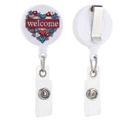 Corona con cuori, porta badge retrattile a forma di stella, con bobina e clip, per dottori, infermieri, studenti, impiegati