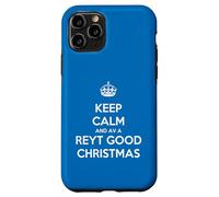Corona con testo bianco Keep Calm And Have A Reyt Good Christmas Custodia per iPhone 11 Pro