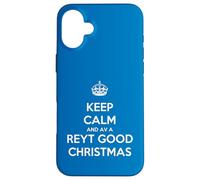 Corona con testo bianco Keep Calm And Have A Reyt Good Christmas Custodia per iPhone 16 Plus