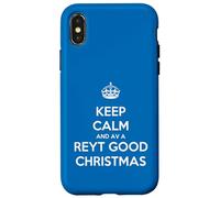 Corona con testo bianco Keep Calm And Have A Reyt Good Christmas Custodia per iPhone X/XS