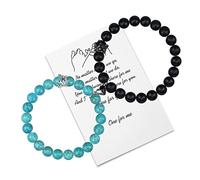 Corona Coppia Cuore d'amore Braccialetti magnetici con perline con attrazione del cuore Campana Braccialetti reciproci Coppia regali per fidanzato Fidanzata Sua lei Donna Uomo (Black-Blue)