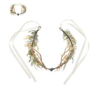 Corona Corna da Elfo Verde per Donna, Accessorio Cosplay | Metallo, Plastica e Tessuto, Design Ramo a Cerchio Intero, Stile Medievale Magico per Eventi Diversi