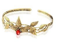 Corona Corona da elfo con orecchie, foglia di metallo e cristallo multicolore(1gold red)