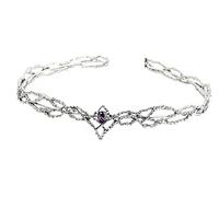 Corona Corona da elfo rotonda, copricapo in lega, tiara, accessori for capelli da donna, matrimonio, sposa(Silver Purple)