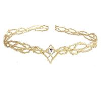 Corona Corona da elfo rotonda, copricapo in lega, tiara, accessori for capelli da donna, matrimonio, sposa(Gold White)
