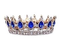 Corona, corona re, diadema, corone per donne, corona principessa, gioielli per capelli, corone, diademi per donne, roba, cristalli blu, da sposa, grandi corone, diademi, feste di ballo, matrimoni,