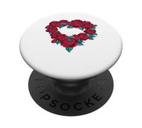 corona cuore vintage con rose rosse regali di buon compleanno PopSockets PopGrip Adesivo