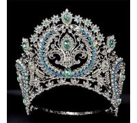 Corona da concorso per le donne regolabile strass fascia tiara concorso copricapo accessori per capelli blu6