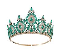 Corona da principessa in cristallo regolabile per donna, tiara per concorso di bellezza per compleanno nuziale(Green)