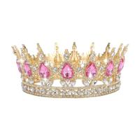 Corona da regina con strass, diadema da donna in cristallo, accessorio per capelli, per feste in costume, feste di compleanno, feste di compleanno, decorazioni per balli di fine anno, Misura unica