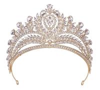 Corona da regina da sposa, tiara, corona, fascia per capelli, per compleanno, concorso, ballo di fine anno, festa in costume di Halloween, oro bianco