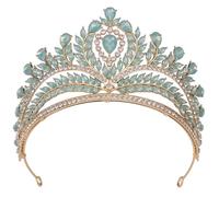 Corona da regina da sposa, tiara, corona, fascia per capelli, per compleanno, concorso, ballo di fine anno, festa di Halloween, costume oro EN8