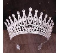 Corona da regina reale da donna con pettine grande cristallo di lime, tiara per feste in costume, Tiaras, Diadema d'oro diadema per donne accessori per capelli da sposa