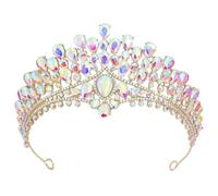 Corona da sposa in stile vintage con cristalli AB e gioielli a goccia d'acqua, una tiara da principessa per un elegante ornamento dei capelli, Tiaras, Cristallo