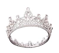 Corona Da Sposa Rotonda In Cristallo Barocco Di Lusso Corona Da Campione Del Concorso Con Gemme Verde Smeraldo Delicato Confortevole(C2)