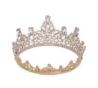 Corona Da Sposa Rotonda In Cristallo Barocco Di Lusso Corona Da Campione Del Concorso Con Gemme Verde Smeraldo Delicato Confortevole(C3)