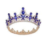 Corona Da Sposa Rotonda In Cristallo Barocco Di Lusso Corona Da Campione Del Concorso Con Gemme Verde Smeraldo Delicato Confortevole(C4)