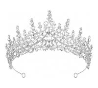 Corona d'argento, tiara realizzata con cristalli di diamante trasparenti, elegante tiara da principessa per donna, adatta per matrimoni, com