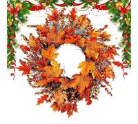 Corona d'Autunno per Porta 45 cm Corona di Porta Artificiale Raccogli Decorazione Casa Foglie di Acero Bacche per Azione di Grazia Raccolto Matrimonio Festa, Azione di Grazia Raccolta Festa Esterna