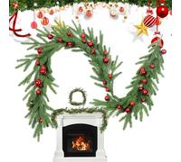 Corona De Puertas De Navidad - Coronas De Cedro Artificiales Para La Puerta Principal | Coronas Navideña | Decoraciones Navideñas Guirnalda Chimenea Mesa Acción De Gracias En El Patio Granja Del