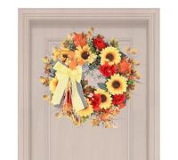 Corona decorativa autunnale - Corona di girasoli del Ringraziamento a tema autunnale | Ghirlanda realistica decorazione multifunzionale ambientale per parete soggiorno appartamento portico giardino in