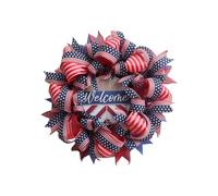 Corona del 4 luglio, corone patriottiche per la porta d'ingresso,Corona rossa bianca e blu - Segnale di ghirlande per il Memorial Day, decorazione del mantello della parete del portico del cimitero d