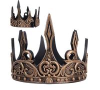 Corona Del Re - Copricapo Del Costume Reale 19x16x14 Cm, Diadema Da Ballo Flessibile in Pu, Motivo a Scorrimento Intricato, Corona Autentica per Feste | Giochi Di Ruolo, Cosplay, Carnevale, Feste Di H