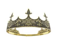 Corona del re reale in oro e diadema del principe cialde a tutto tondo per la festa di compleanno Cosplay Regali di Halloween Copricapo medievale da uomo/donna Accessori per costumi e cosplay