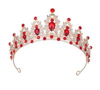 Corona della Regina Kamirola E Diademi Corona della Principessa per Le Donne E Le Ragazze Fasce di Cristallo per La Sposa, Principessa per Il Matrimonio E La Festa, Gold,Red