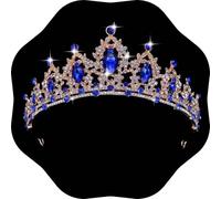 Corona della Regina Kamirola E Diademi Corona della Principessa per Le Donne E Le Ragazze Fasce di Cristallo per La Sposa, Principessa per Il Matrimonio E La Festa, Gold Blue