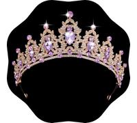 Corona della Regina Kamirola E Diademi Corona della Principessa per Le Donne E Le Ragazze Fasce di Cristallo per La Sposa, Principessa per Il Matrimonio E La Festa, Gold,Purple