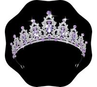 Corona della Regina Kamirola E Diademi Corona della Principessa per Le Donne E Le Ragazze Fasce di Cristallo per La Sposa, Principessa per Il Matrimonio E La Festa, Purple,Silver