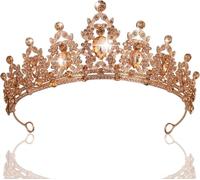 Corona della Regina Kamirola E Diademi Corona della Principessa per Le Donne E Le Ragazze Fasce di Cristallo per La Sposa, Principessa per Il Matrimonio E La Festa, Gold(Light)