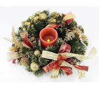 Corona dell'Avvento decorata con candela a LED, bacche, ramoscelli, fiocco, 30 cm, ghirlanda di candele, ghirlanda da tavolo, corona di abete, centrotavola, decorazione natalizia
