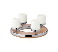 Corona dell'Avvento Jale (Ø 36 cm), legno di mango con bordo in acciaio inox