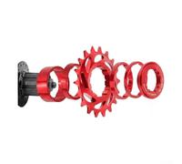 Corona dentata a ruota libera singola 16T/18T in lega di alluminio, compatibile con mozzi MTB e Fixed-Gear, con distanziatori e dado di bloccaggio per una presa sicura (rosso 18T)