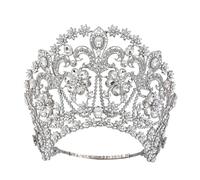 Corona Di Capelli Splendente Diadema Di Strass Grande Festa Di Nozze Nuziale Grandi Diademi Accessori For Copricapo Delicato Confortevole(Silver)