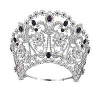 Corona Di Capelli Splendente Diadema Di Strass Grande Festa Di Nozze Nuziale Grandi Diademi Accessori For Copricapo Delicato Confortevole(Purple)