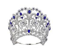 Corona Di Capelli Splendente Diadema Di Strass Grande Festa Di Nozze Nuziale Grandi Diademi Accessori For Copricapo Delicato Confortevole(Blue)