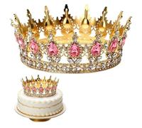 Corona di compleanno per donne e ragazze, Crown, cristallo barocco tiara con 4 topper Happy Birthday Cake Toppern, corona da principessa per decorazioni e foto, Wie Im Bild Gezeigt, lega e plastica, 1