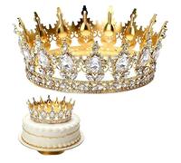 Corona di compleanno per donne e ragazze, Crown, cristallo barocco tiara con 4 topper Happy Birthday Cake Toppern, corona da principessa per decorazioni e foto, Wie Im Bild Gezeigt, lega e plastica, 1