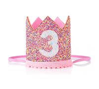 Corona di Compleanno Principessa per Bambina di 3 Anni - Cappello Regolabile per Festa del Terzo Compleanno