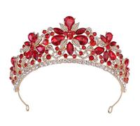 Corona di cristallo barocco for le donne sposa strass ballo principessa sposa accessori for capelli da sposa gioielli corona(Red)