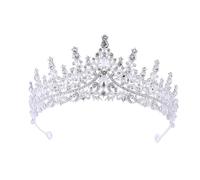 Corona di Cristallo Dainty Queen Crown for Women, Crystal Princess Crown with Comb for Women, Bride Royal Headband Wedding Prom Pageant Party Halloween Cosplay(Silver White Diamond)