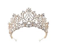 Corona di Cristallo Dainty Queen Crown for Women, Crystal Princess Crown with Comb for Women, Bride Royal Headband Wedding Prom Pageant Party Halloween Cosplay(Golden white diamond)