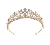 Corona di Cristallo Dainty Queen Crown for Women, Crystal Princess Crown with Comb for Women, Bride Royal Headband Wedding Prom Pageant Party Halloween Cosplay(Golden)